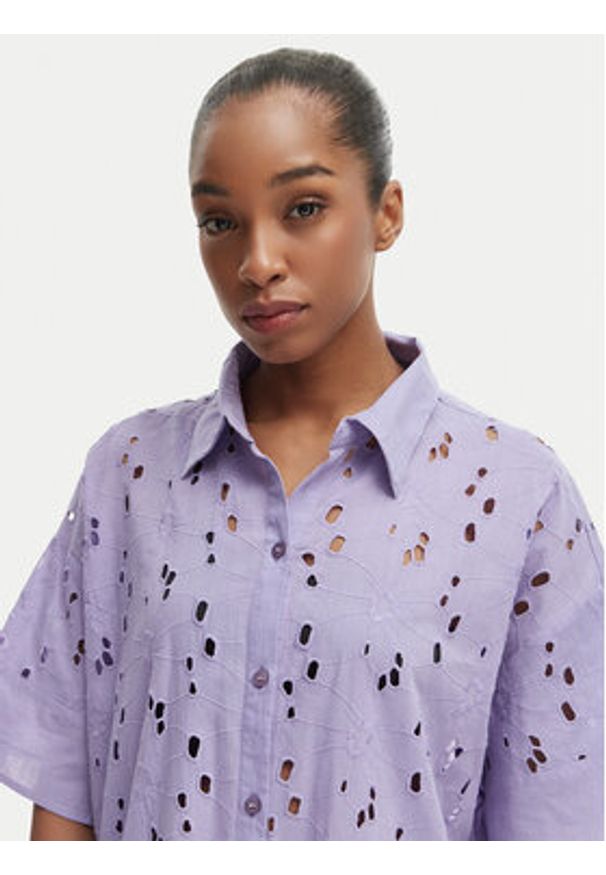 Iconique Sukienka letnia Emily IC26-001 Fioletowy jasny Relaxed Fit. Kolor: fioletowy. Materiał: bawełna. Sezon: lato