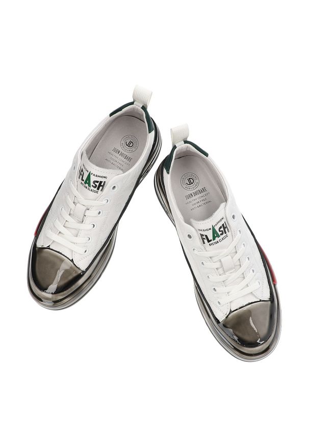 Białe Sneakersy John Doubare Sportowe Obuwie Męskie Premium. Zapięcie: sznurówki. Kolor: biały. Materiał: materiał