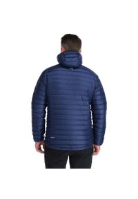 Kurtka puchowa męska Rab Microlight Alpine Jacket z kapturem. Typ kołnierza: kaptur. Kolor: pomarańczowy, wielokolorowy, niebieski. Materiał: puch