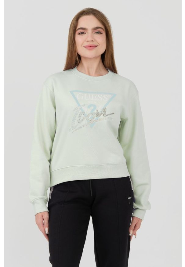 Guess - GUESS Miętowa damska bluza Icon, Rozmiar L. Kolor: zielony