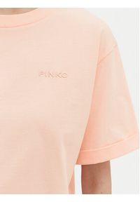 Pinko - PINKO T-Shirt 104882 A2HN Koralowy Regular Fit. Kolor: pomarańczowy. Materiał: bawełna #5