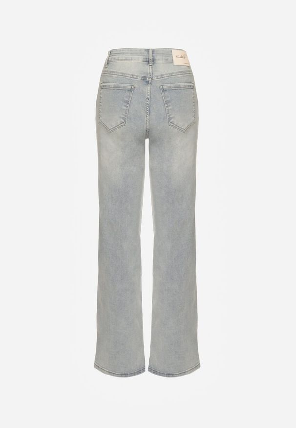 Renee - Jasnoniebieskie Szerokie Jeansy High Waist Lanosisa. Okazja: na co dzień. Stan: podwyższony. Kolor: niebieski. Styl: elegancki, casual