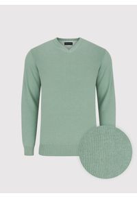 Pako Lorente - PAKO LORENTE – Zielony męski sweter w serek. Typ kołnierza: dekolt w serek. Kolor: zielony, czerwony. Materiał: bawełna. Sezon: wiosna #8
