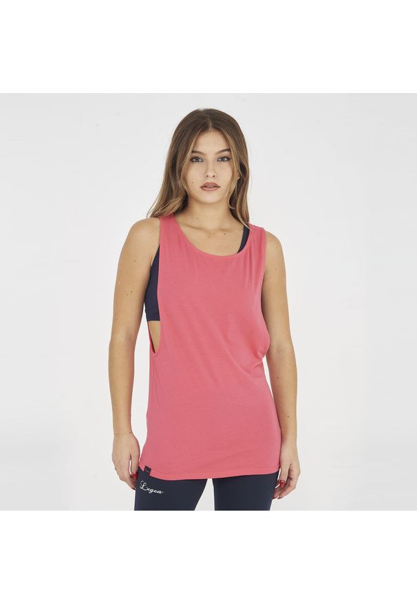 LEGEA - Top treningowy damski NISHER amarena. Kolor: niebieski, wielokolorowy, różowy. Materiał: bawełna. Sport: fitness