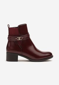 Born2be - Bordowe Botki Sztyblety z Metalicznymi Ozdobami Falavela. Okazja: na co dzień. Zapięcie: zamek. Kolor: czerwony. Wzór: aplikacja. Styl: casual, elegancki #7