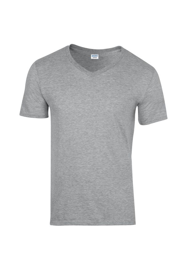 GILDAN - Męska Koszulka Krótki Rękaw Soft Style. Kolor: szary. Długość rękawa: krótki rękaw. Długość: krótkie. Sport: turystyka piesza