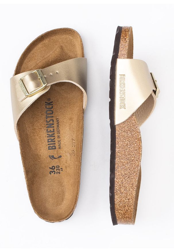 Birkenstock - Klapki damskie BIRKENSTOCK MADRID BF. Okazja: na co dzień, do pracy, na spacer. Kolor: złoty. Styl: casual
