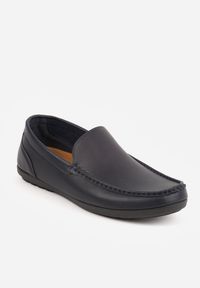 Born2be - Granatowe Półbuty Typu Mokasyny z Ozdobnym Przeszyciem Gildal. Okazja: na co dzień. Zapięcie: pasek. Kolor: niebieski. Materiał: jeans, materiał. Styl: casual, klasyczny #4