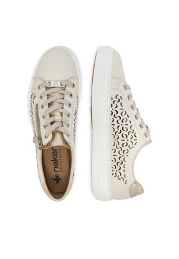 Rieker Sneakersy L5904-60 Beżowy. Kolor: beżowy. Materiał: skóra