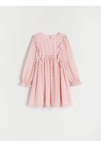 Reserved - Sukienka w kwiaty - pastelowy róż. Kolor: różowy. Materiał: tkanina. Wzór: kwiaty