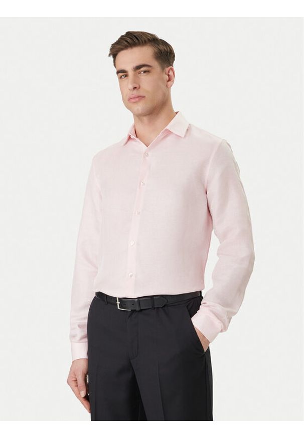 Calvin Klein Koszula LV019EU121 Różowy Regular Fit. Kolor: różowy. Materiał: len