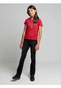 Big-Star - Koszulka dziewczęca z bawełny organicznej z nadrukiem czerwona Lulu 603. Okazja: na uczelnię. Kolor: czerwony. Materiał: bawełna. Wzór: nadruk. Styl: sportowy, klasyczny #6