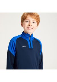 KIPSTA - Bluza piłkarska dla dzieci Kipsta Viralto Club na krótki suwak. Kolor: niebieski. Materiał: materiał, poliester, elastan. Długość: krótkie. Sport: piłka nożna
