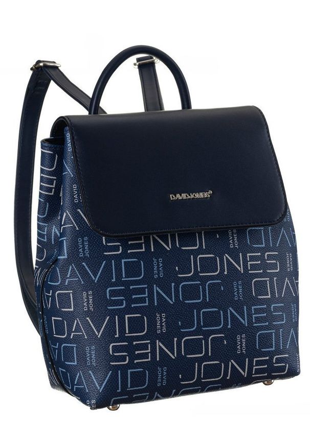 DAVID JONES - Plecak damski niebieski David Jones 6534-1 BLUE. Kolor: niebieski. Materiał: skóra ekologiczna. Wzór: nadruk, aplikacja