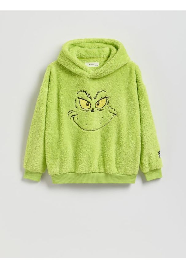 Reserved - Świąteczna bluza Grinch - zielony. Kolor: zielony. Materiał: dzianina, bawełna. Styl: wizytowy