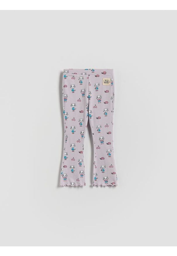 Reserved - Bawełniane legginsy Kicia Kocia - lawendowy. Kolor: fioletowy. Materiał: bawełna