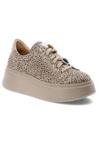 Beżowe Sneakersy Maciejka Modne Obuwie Damskie. Okazja: na co dzień. Zapięcie: sznurówki. Kolor: beżowy. Materiał: skóra. Szerokość cholewki: normalna. Wzór: motyw zwierzęcy. Styl: casual, elegancki, sportowy, klasyczny #1