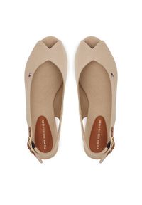 TOMMY HILFIGER - Tommy Hilfiger Sandały Flag Mid Wedge Espad Slingback FW0FW08595 Beżowy. Kolor: beżowy. Materiał: materiał #3