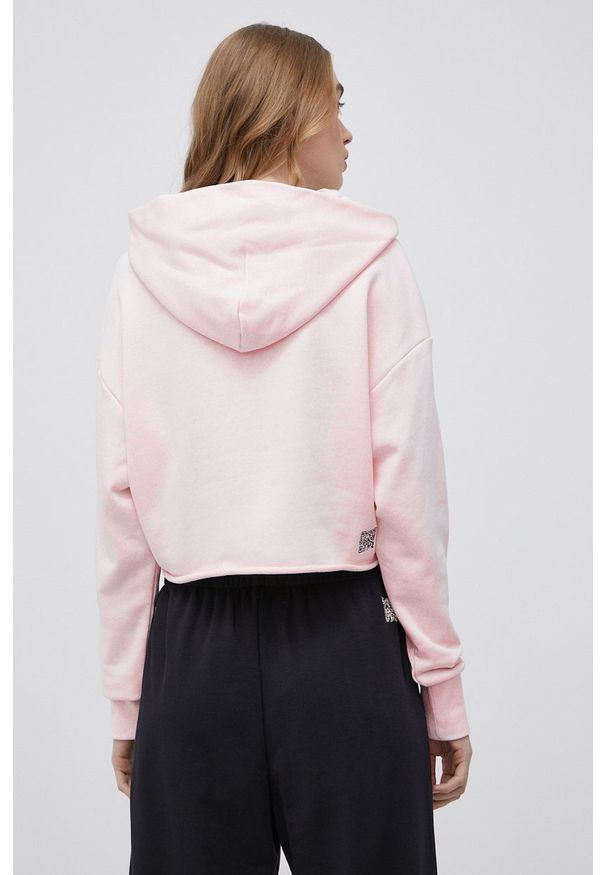 Champion bluza damska kolor różowy z kapturem gładka. Typ kołnierza: kaptur. Kolor: różowy. Materiał: dzianina, włókno. Długość rękawa: długi rękaw. Długość: długie. Wzór: gładki