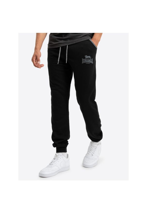 Spodnie do biegania Lonsdale Wansford. Okazja: na co dzień. Kolor: czarny, szary, wielokolorowy. Materiał: dresówka. Styl: casual, sportowy, elegancki
