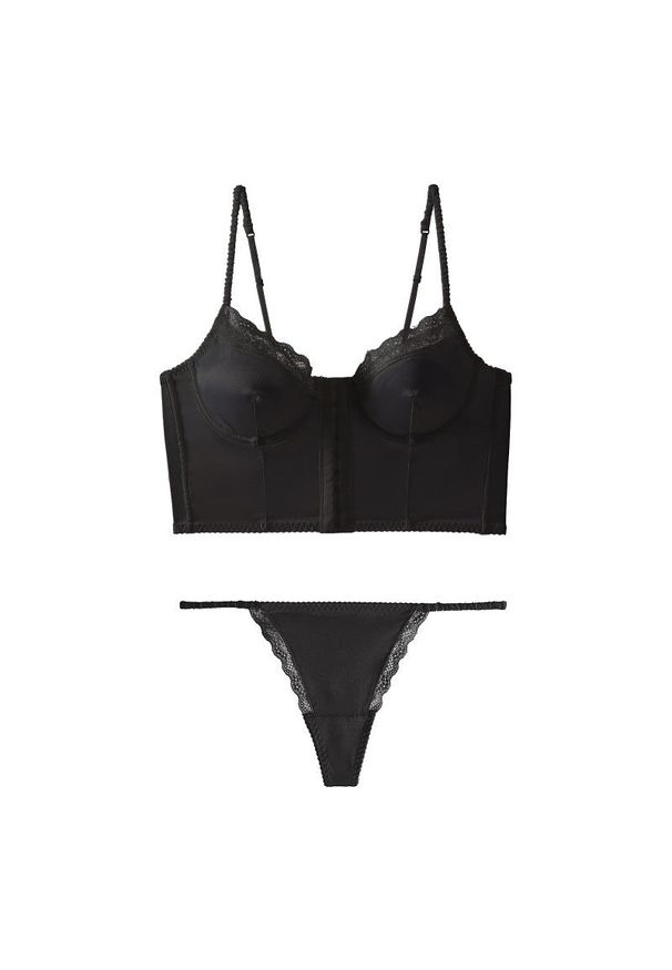 Intica - Komplet bielizny z gładkiej tkaniny na co dzień Murielle. Kolor: czarny. Materiał: tkanina. Wzór: gładki