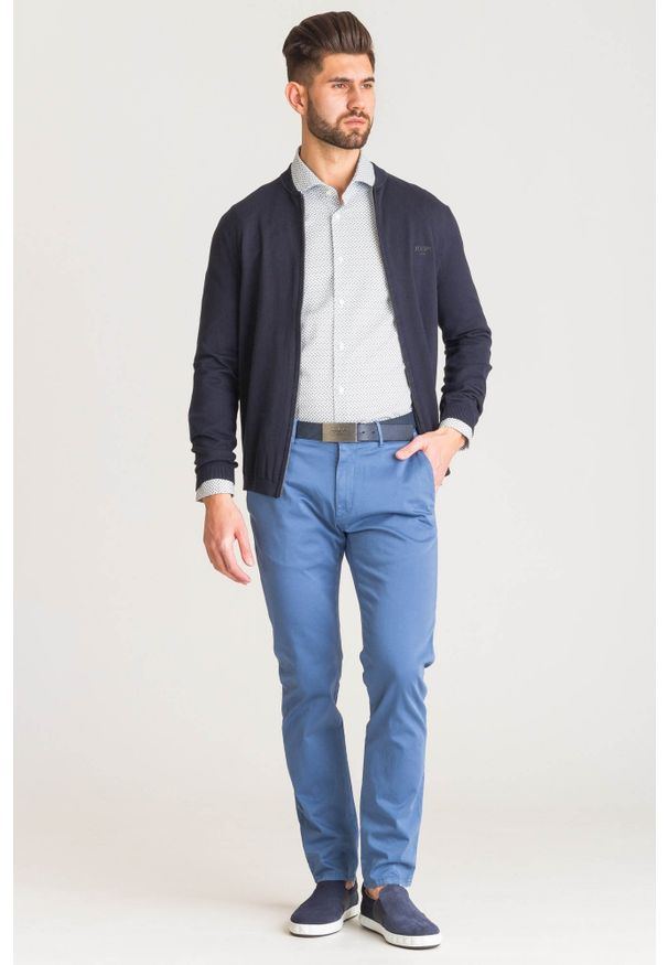 Joop! Collection - Biała koszula Joop Panko w niebieski wzór. Kolor: biały, niebieski, wielokolorowy