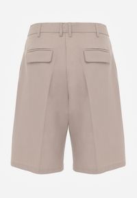 Renee - Beżowe Szorty o Garniturowym Kroju High Waist z Dodatkiem Wiskozy Mavvia. Okazja: na co dzień. Stan: podwyższony. Kolor: beżowy. Materiał: wiskoza. Sezon: lato. Styl: elegancki, klasyczny, casual #7