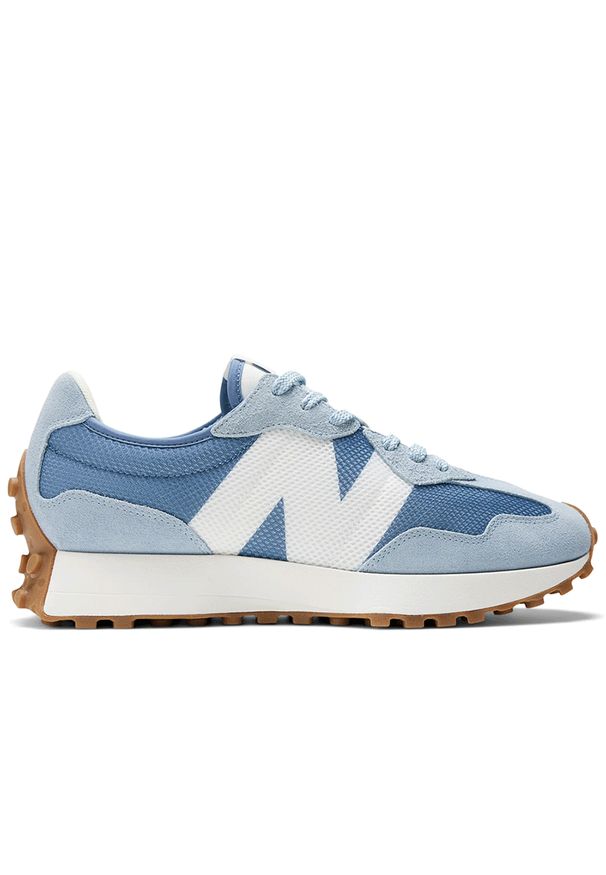 Buty New Balance MS327MQ - niebieskie. Okazja: na co dzień. Kolor: niebieski. Materiał: materiał, zamsz, skóra, guma. Szerokość cholewki: normalna