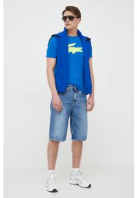 Lacoste bluza męska kolor niebieski wzorzysta. Kolor: niebieski. Materiał: dzianina. Długość rękawa: raglanowy rękaw. Wzór: aplikacja #4