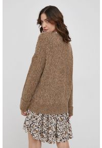 only - Only Sweter z domieszką wełny damski kolor beżowy. Kolor: beżowy. Materiał: wełna. Długość rękawa: długi rękaw. Długość: długie