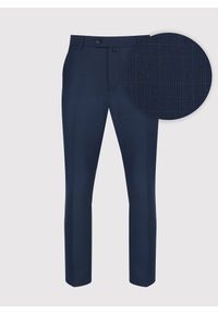 Pako Lorente - PAKO LORENTE – Granatowe spodnie garniturowe w subtelną kratę. Kolor: niebieski. Materiał: poliester, elastan, wiskoza