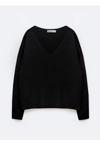 Big-Star - Sweter damski z wiskozy czarny Faustii 906. Okazja: na co dzień. Kolor: czarny. Materiał: wiskoza. Styl: elegancki, casual