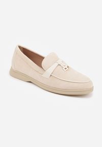 Renee - Beżowe Mokasyny VICES z Imitacji Zamszu z Wkładką ze Skóry Naturalnej Dispova. Okazja: na co dzień. Kolor: beżowy. Materiał: zamsz, skóra. Styl: casual, elegancki #9