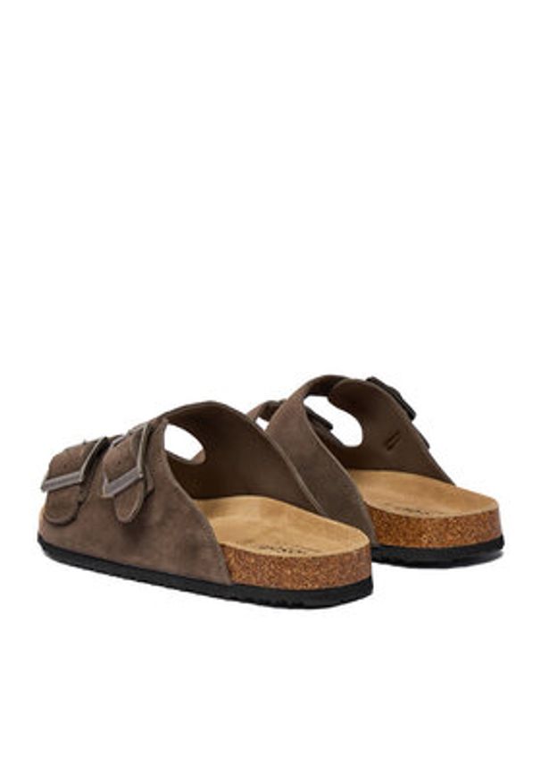 Go Soft Klapki EOHP-ALMELO-01 Brązowy. Kolor: brązowy. Materiał: skóra, zamsz