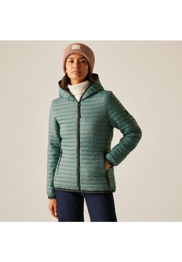 Regatta - Kurtka damska przejściowa ocieplana Rigain. Kolor: zielony. Materiał: puch, syntetyk. Sport: turystyka piesza