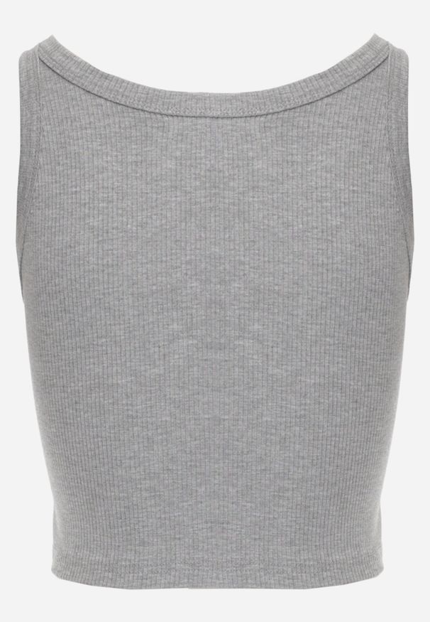 Born2be - Szary Top z Prążkowanego Materiału Zitessa. Okazja: na co dzień. Kolor: szary. Materiał: materiał, prążkowany. Długość rękawa: na ramiączkach. Styl: elegancki, klasyczny, casual