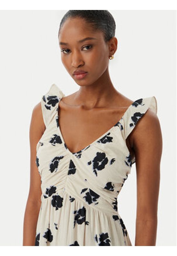 Vero Moda Sukienka letnia Dicthe 10341603 Beżowy Regular Fit. Kolor: beżowy. Materiał: bawełna. Sezon: lato