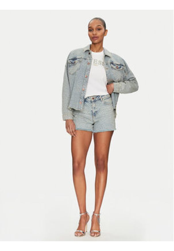 Guess Szorty jeansowe W5GD74 D5LQ2 Niebieski Regular Fit. Kolor: niebieski. Materiał: bawełna