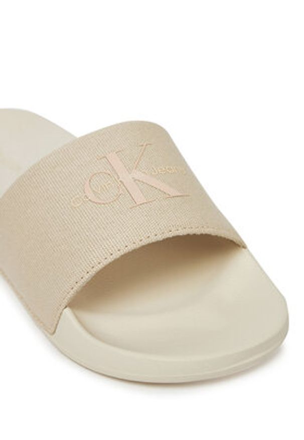 Calvin Klein Jeans Klapki Slide Monogram Wn YW0YW01835 Écru. Materiał: materiał
