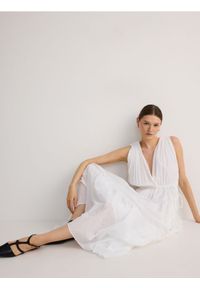 Reserved - Sukienka maxi - złamana biel. Materiał: bawełna. Długość: maxi
