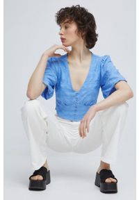 medicine - Medicine bluzka damska kolor niebieski. Kolor: niebieski. Materiał: materiał. Długość rękawa: krótki rękaw. Długość: krótkie #6