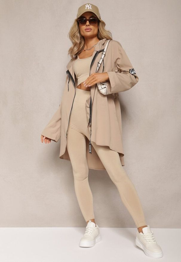 Renee - Beżowa Kurtka Wiatrówka Oversize Palishe. Kolor: beżowy. Długość rękawa: długi rękaw. Długość: długie. Styl: elegancki
