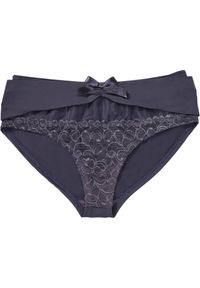 bonprix - Figi panty z poliamidu z recyklingu. Kolor: niebieski. Materiał: poliamid. Wzór: koronka