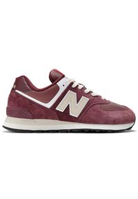 Buty unisex New Balance U574HMG – bordowe. Okazja: na co dzień. Kolor: czerwony. Materiał: skóra, syntetyk, zamsz, materiał, guma. Szerokość cholewki: normalna. Model: New Balance 574