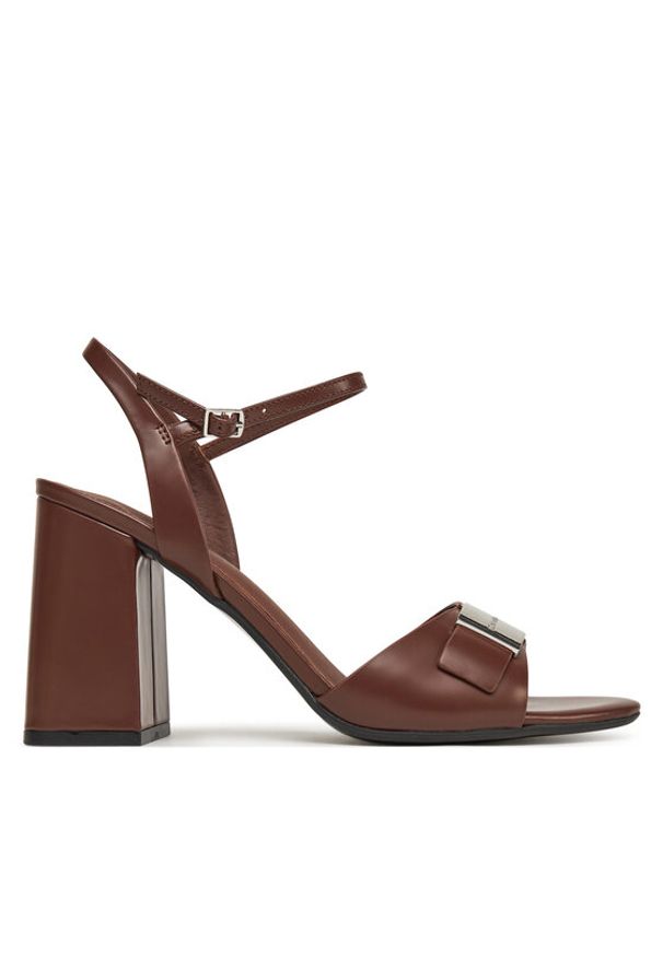 Calvin Klein Sandały Heel Sandal 85 W/Ck Hw - Lth HW0HW02485 Brązowy. Kolor: brązowy. Materiał: skóra