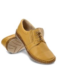 Żółte Półbuty Wasak Wygodne Skórzane Buty. Okazja: na co dzień. Kolor: żółty. Materiał: skóra. Styl: casual, klasyczny #6