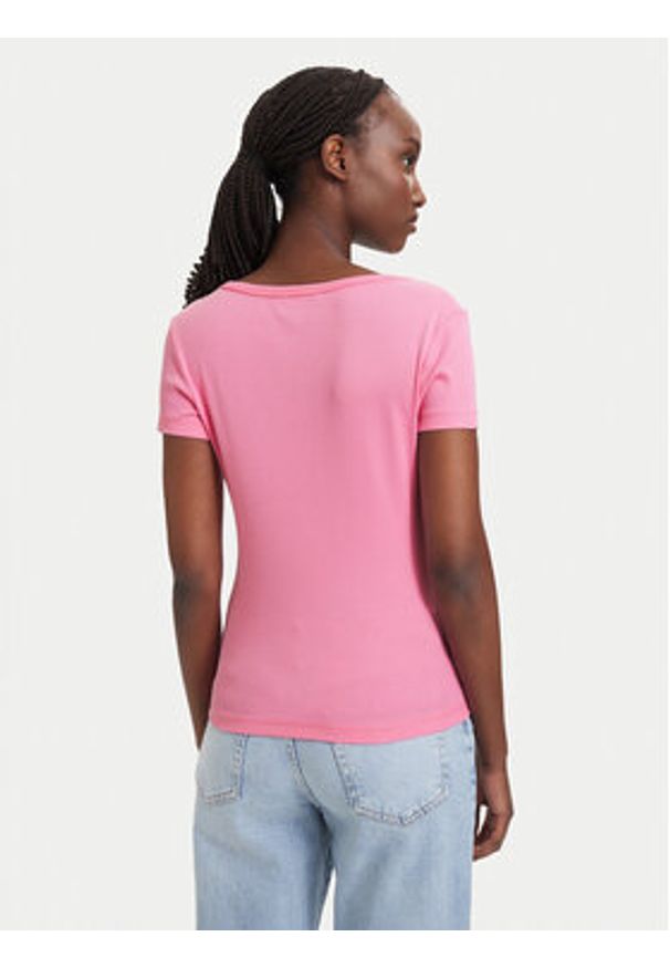 Tommy Jeans T-Shirt Essential DW0DW17385 Różowy jasny Slim Fit. Kolor: różowy. Materiał: bawełna