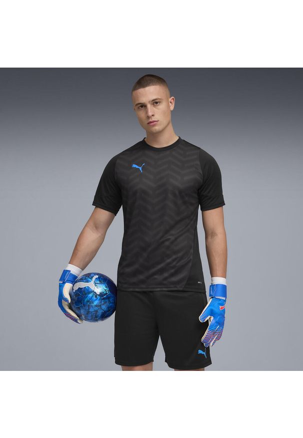 Puma - Męska koszulka piłkarska individualCUP PUMA Black White Ultra Blue. Kolor: czarny, niebieski, wielokolorowy, biały. Sport: piłka nożna