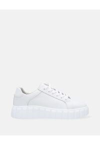 Venezia - BIAŁE SNEAKERSY DAMSKIE F3033 WHITE. Kolor: biały. Materiał: syntetyk, skóra. Obcas: na obcasie. Wysokość obcasa: średni