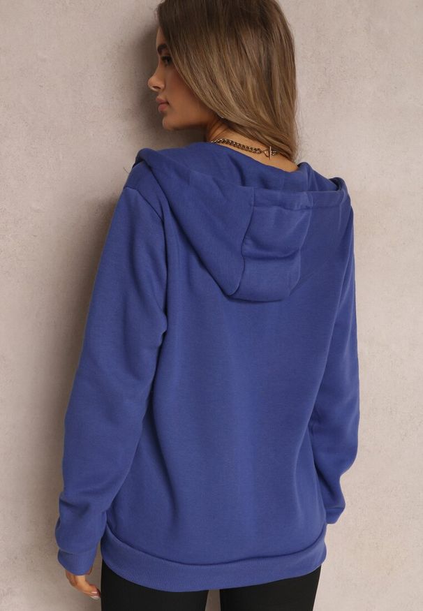 Renee - Ciemnoniebieska Bluza z Kapturem Harasphei. Okazja: na co dzień. Typ kołnierza: kaptur. Kolor: niebieski. Materiał: jeans. Styl: klasyczny, casual
